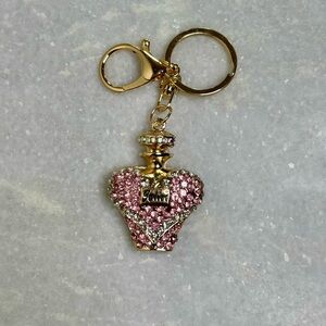 Pink Crystal Perfume Bottle Bag/Purse Charm or Keychain